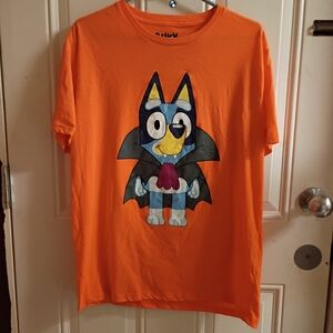 2/$10 Halloween Bluey Adult Graphic Tee Shirt Size Large, Men's Sizing